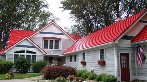 red house with metal roof|red sheet metal roofing images.